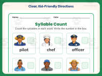 Career Words Syllable Worksheet – 1st Grade Syllables Practice preview 4