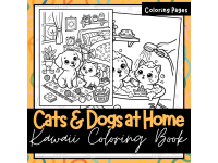 Cats & Dogs at Home Coloring Book: Cute Kawaii Pets for Kids preview