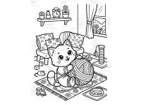 Cats & Dogs at Home Coloring Book: Cute Kawaii Pets for Kids preview 3