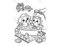 Cats & Dogs at Home Coloring Book: Cute Kawaii Pets for Kids preview 4