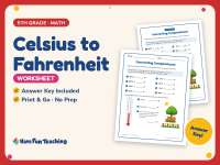 Celsius to Fahrenheit Worksheet – 5th Grade Temperature & Weather preview