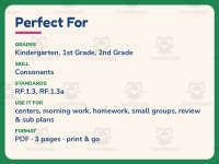 CH Picture Circle Worksheet – 1st Grade Consonants & Digraphs Practice preview 6