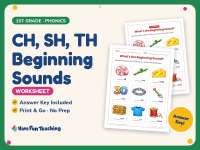 CH, SH, TH Beginning Sounds Worksheet – 1st Grade Digraphs Practice preview