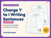 Change Y to I Writing Sentences Worksheet – 3rd Grade Verbs Practice preview
