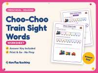Choo-Choo Train Sight Words Worksheet – Preschool Dolch Words Practice preview