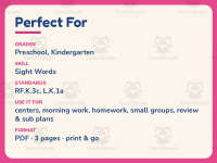 Choo-Choo Train Sight Words Worksheet – Preschool Dolch Words Practice preview 6