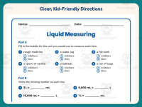 Choosing Milliliter or Liter Worksheet – 4th Grade Capacity Practice preview 4
