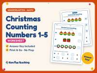 Christmas Counting Numbers 1-5 Worksheet – Kindergarten Math Practice preview