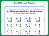 Christmas Single Digit Addition Worksheet – 1st Grade Math Practice preview 4