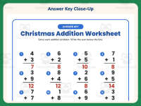 Christmas Single Digit Addition Worksheet – 1st Grade Math Practice preview 7