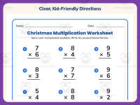 Christmas Single Digit Multiplication Worksheet – 3rd Grade Math preview 4