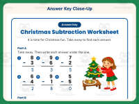 Christmas Single Digit Subtraction Worksheet – 1st Grade Math Practice preview 7