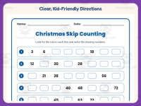 Christmas Skip Counting Worksheet – 3rd Grade Math Practice preview 4