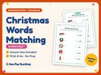 Christmas Words Matching Worksheet – Kindergarten Grammar Practice preview