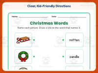 Christmas Words Matching Worksheet – Kindergarten Grammar Practice preview 4