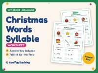 Christmas Words Syllable Worksheet – 1st Grade Syllables Practice preview