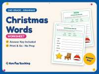 Christmas Words Worksheet – 2nd Grade Grammar Practice + Answer Key preview