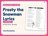 Christmas Worksheet: Frosty the Snowman Lyrics – PreK-6th Grade preview