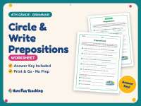 Circle & Write Prepositions Worksheet – 4th Grade Grammar Practice preview