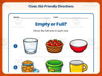 Circling Empty Full Examples Worksheet – Kindergarten Capacity preview 4