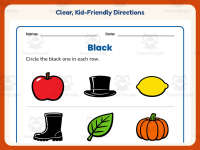Circling Examples of Black Worksheet – Kindergarten Colors Practice preview 4