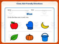 Circling Examples of Blue Worksheet – Kindergarten Colors Practice preview 4