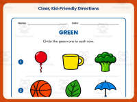 Circling Examples of Green Worksheet – Kindergarten Colors Practice preview 4