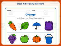 Circling Examples of Orange Worksheet – Kindergarten Colors Practice preview 4