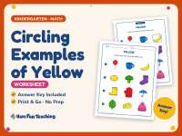 Circling Examples of Yellow Worksheet – Kindergarten Colors Practice preview