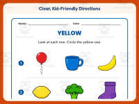 Circling Examples of Yellow Worksheet – Kindergarten Colors Practice preview 4