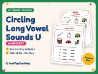 Circling Long Vowel Sounds U Worksheet – 1st Grade Long Vowels preview