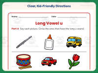 Circling Long Vowel Sounds U Worksheet – 1st Grade Long Vowels preview 4