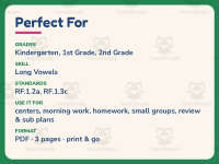 Circling Long Vowel Sounds U Worksheet – 1st Grade Long Vowels preview 6
