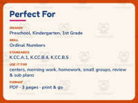 Circling Ordinal Numbers Worksheet – Kindergarten Counting Practice preview 6