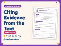 Citing Evidence from the Text Worksheet – 3rd Grade Essays Practice preview
