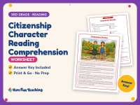 Citizenship Character Reading Comprehension Worksheet – 3rd Grade preview
