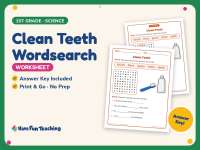 Clean Teeth Wordsearch Worksheet – 1st Grade Health and Nutrition preview