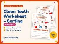 Clean Teeth Worksheet – Sorting – Kindergarten Health and Nutrition preview