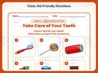 Clean Teeth Worksheet – Sorting – Kindergarten Health and Nutrition preview 4