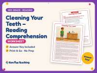 Cleaning Your Teeth – Reading Comprehension Worksheet – 3rd Grade preview