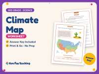 Climate Map Worksheet – 3rd Grade Maps & Weather Practice + Answer Key preview