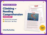 Climbing – Reading Comprehension Worksheet – 3rd Grade Practice preview