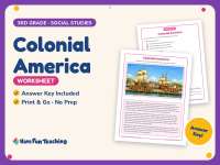 Colonial America Worksheet – 3rd Grade History Practice + Answer Key preview
