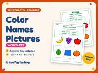 Color Names Pictures Worksheet – Kindergarten Colors Practice preview