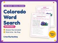 Colorado Word Search Worksheet – 3rd Grade States Practice preview