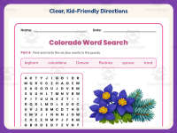 Colorado Word Search Worksheet – 3rd Grade States Practice preview 4