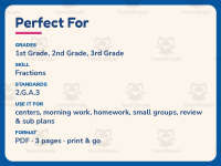 Coloring Halves Thirds Worksheet – 2nd Grade Fractions Practice preview 6