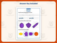 Coloring Purple Pictures Worksheet – Kindergarten Colors Practice preview 3