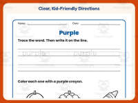 Coloring Purple Pictures Worksheet – Kindergarten Colors Practice preview 4