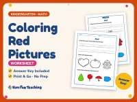 Coloring Red Pictures Worksheet – Kindergarten Colors Practice preview